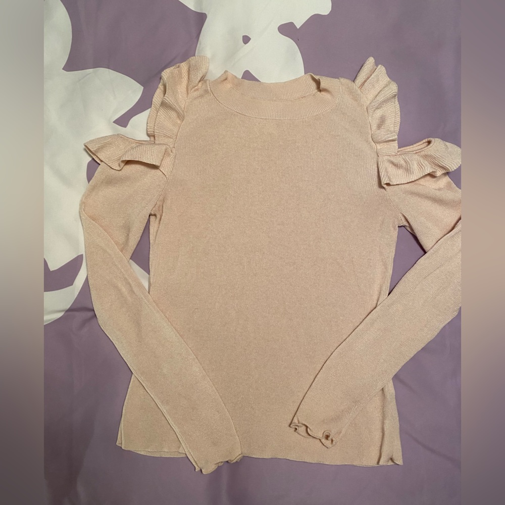 H&M ruffle cold shoulder sweater